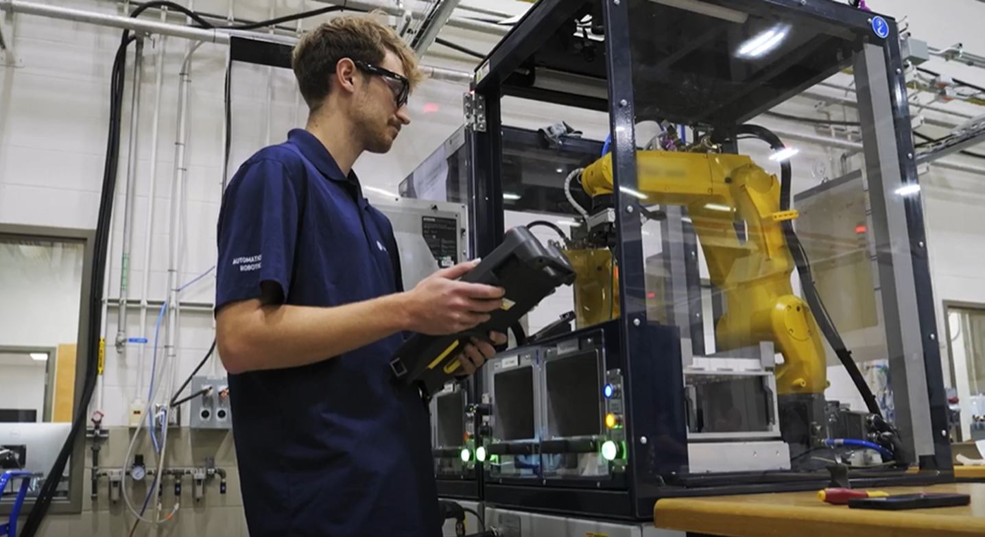 GE Aerospace employee using AR glasses