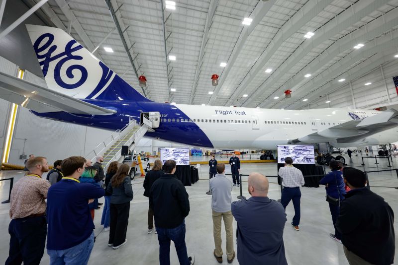 FTB in flight, desert mountain range below