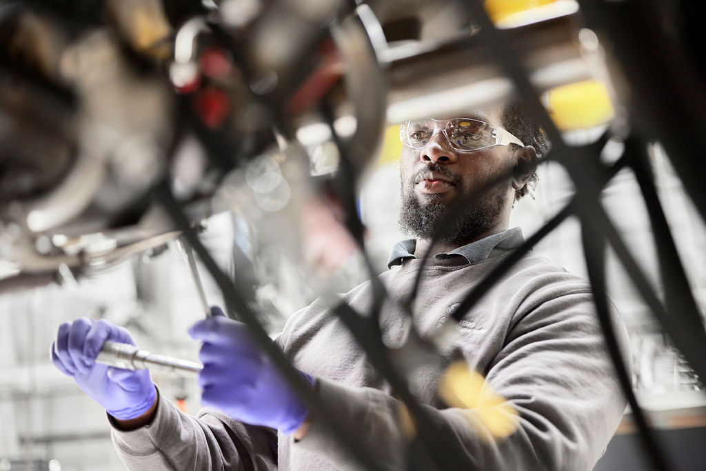 Clyde Owino working on the GE90 model.