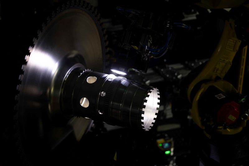 Up close white light on machinery