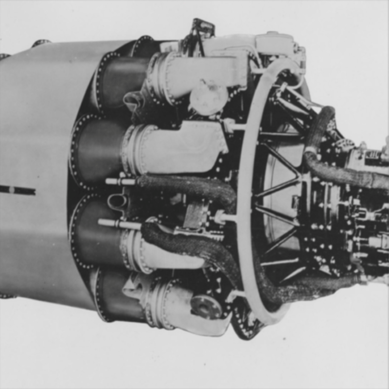 Black and white I-A jet engine image