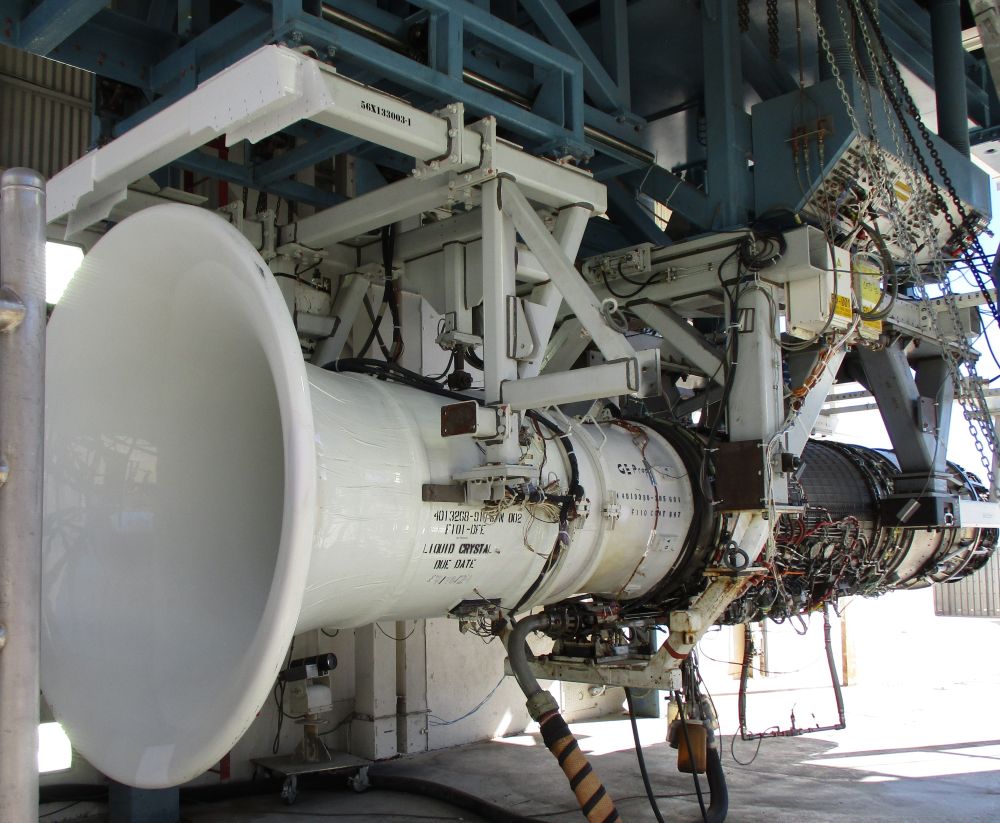Part of an engine being used during a dust test