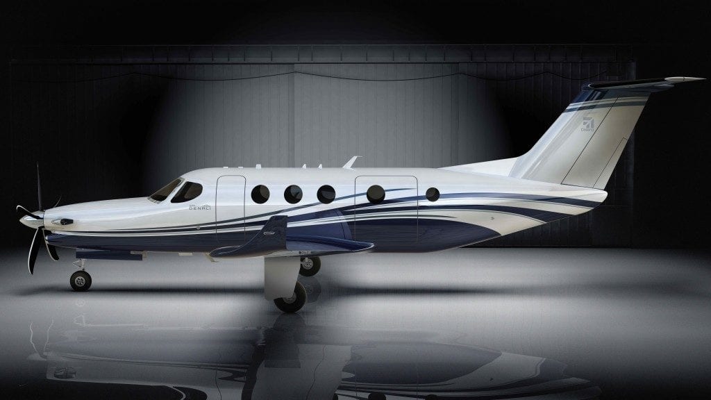 Big companies such as Boeing, GE and Textron come here, too, to show off their latest planes and engines. Textron unveiled the Cessna Denali here Monday. The plane uses GE’s advanced turboprop engine, which will have 3D-printed parts inside. Image credit: Textron Aviation