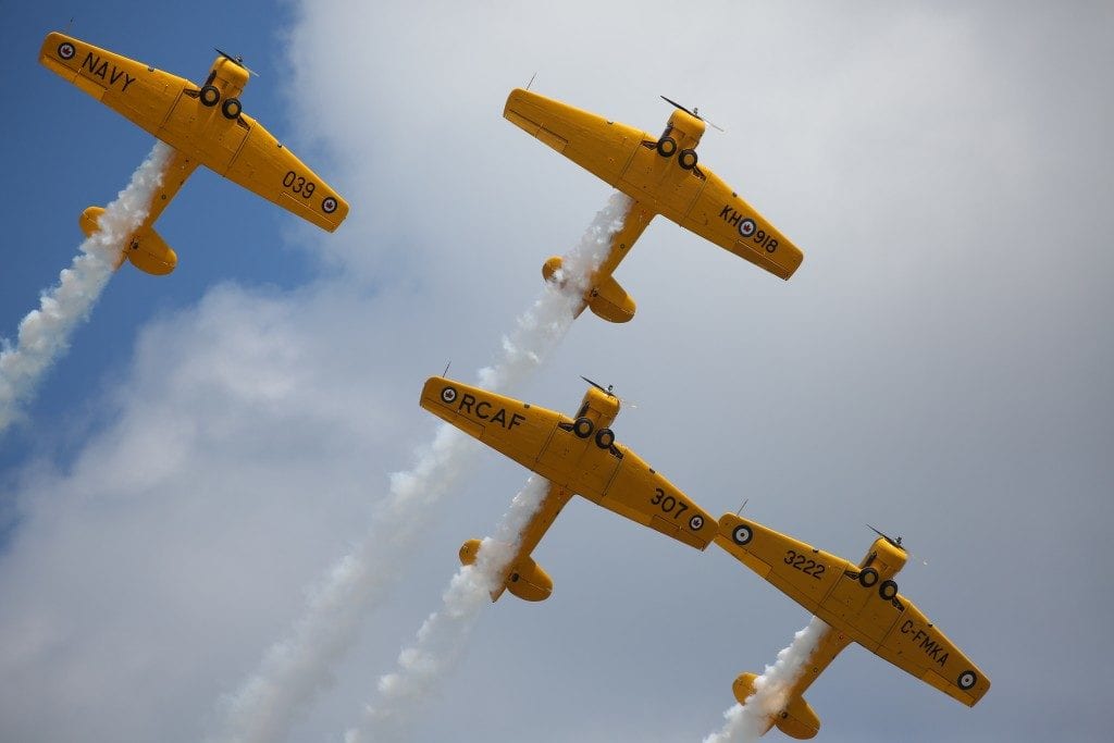 Warbirds during a flyover on Monday.