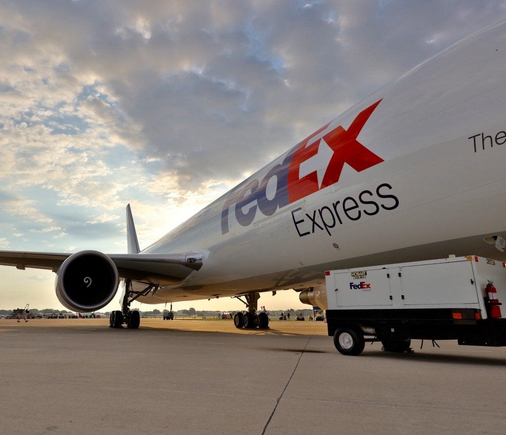 This cargo Boeing 767 uses a pair of GE CF6 engines. It arrived in Oshkosh on Wednesday.