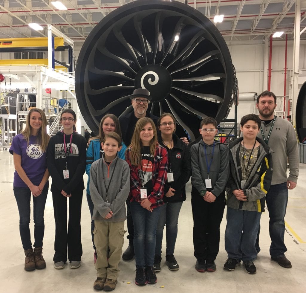 Adam Savage, center, with the Peebles Elementary LEGO League team. 