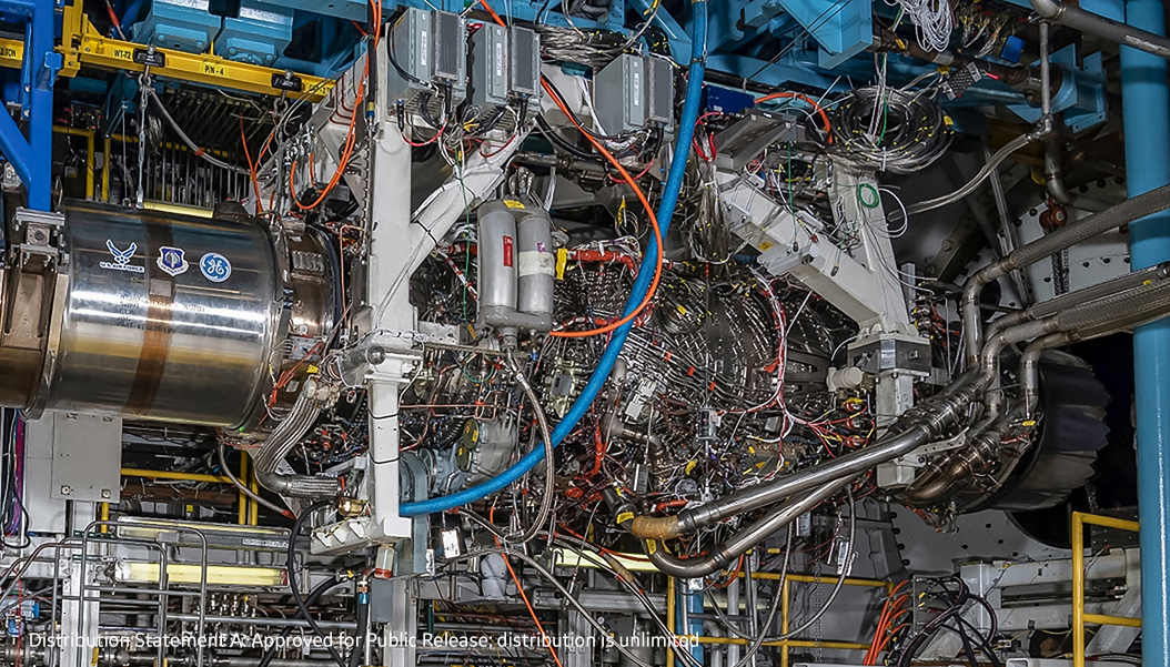 GE's XA100 in a test cell at Arnold Engineering Development Complex